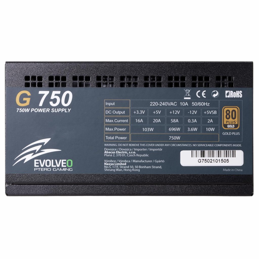 Obrázek EVOLVEO G750/750W/ATX/80PLUS Gold/Modular