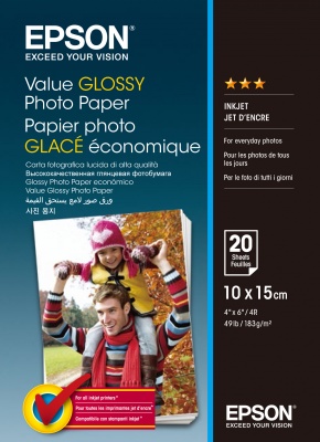 Zobrazit podrobnosti pro EPSON Value Glossy Photo Paper 10x15cm 20 sheet EPSON Value Glossy Photo Paper 10x15cm 20 sheet