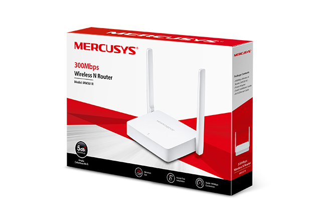 Obrázek Mercusys MW301R 300Mbps WiFi N router, 3x10/100 RJ45, 2x anténa