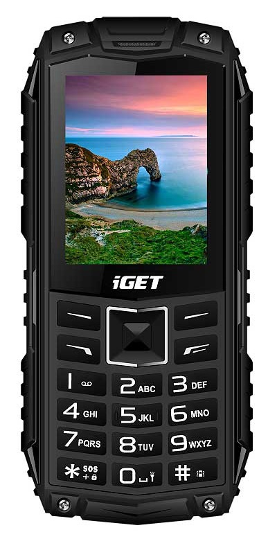 iGET Defender D10 Black - odolný telefon IP68, DualSIM, 2500 mAh, BT, powerbanka, svítilna, FM, MP3