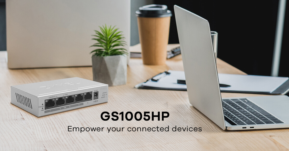 Obrázek Zyxel GS1005-HP, 5 Port Gigabit PoE+ unmanaged desktop Switch, 4 x PoE, 60 Watt
