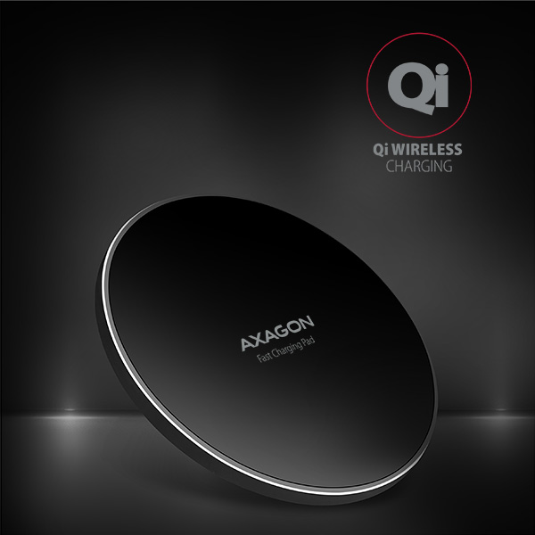 Obrázek AXAGON WDC-P10T, tenká bezdrátová rychlonabíječka, Qi 5/7.5/10W, micro USB
