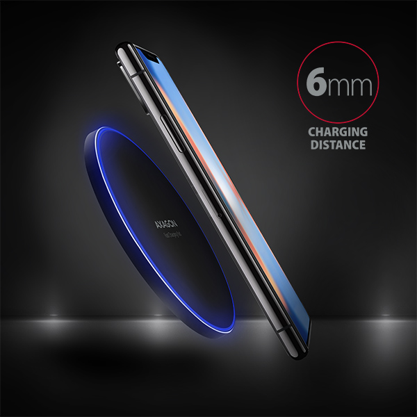 Obrázek AXAGON WDC-P10T, tenká bezdrátová rychlonabíječka, Qi 5/7.5/10W, micro USB
