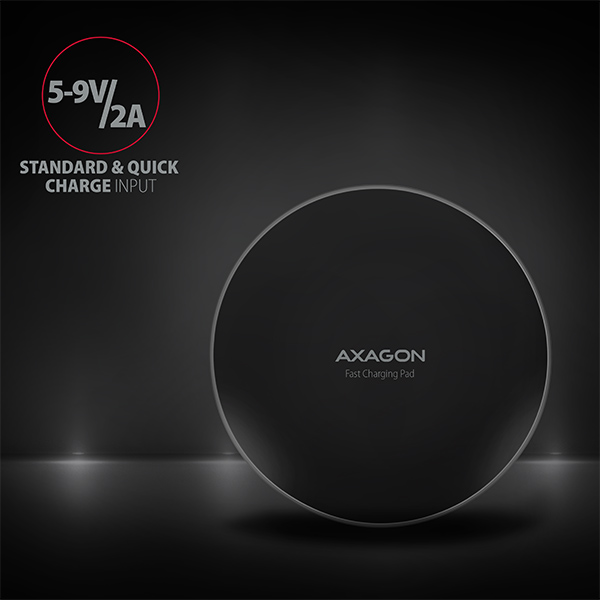 Obrázek AXAGON WDC-P10T, tenká bezdrátová rychlonabíječka, Qi 5/7.5/10W, micro USB