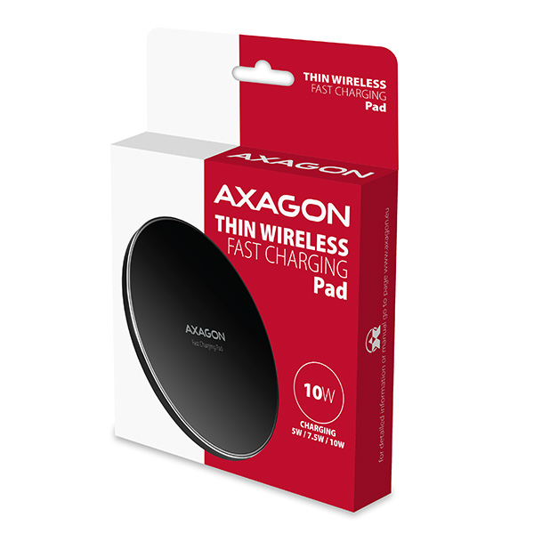 Obrázek AXAGON WDC-P10T, tenká bezdrátová rychlonabíječka, Qi 5/7.5/10W, micro USB