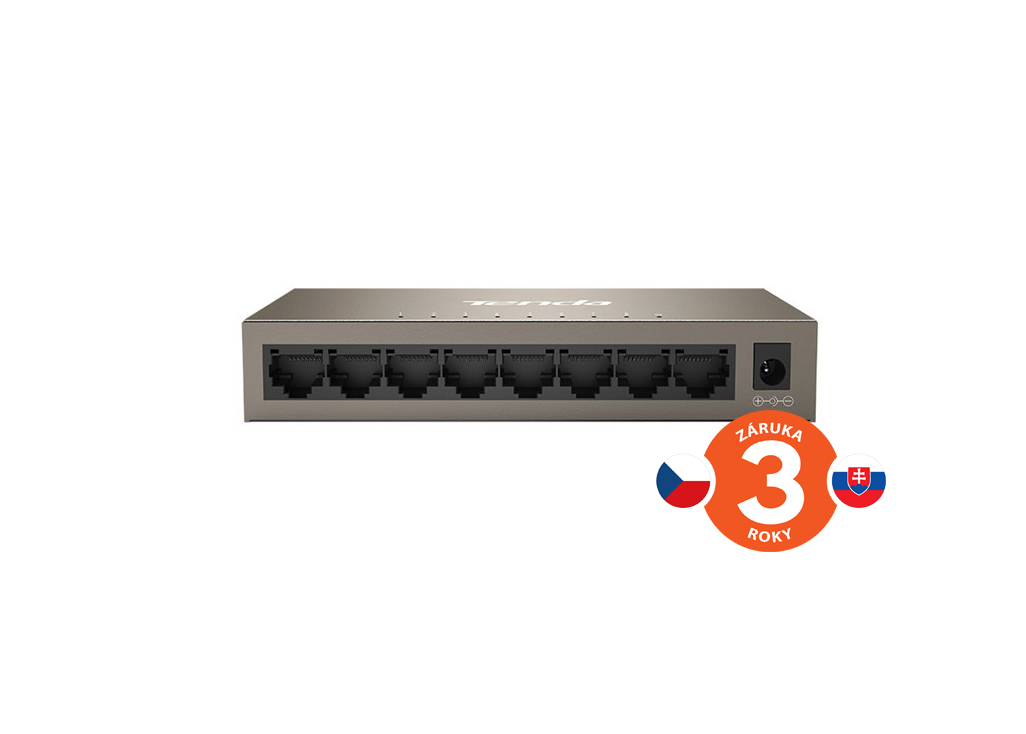 Obrázek Tenda TEG1008M 8-port Gigabit Switch, 8x 10/100/1000 Mb/s, Fanless, MAC 4K, napájení AC/DC, i na zeď