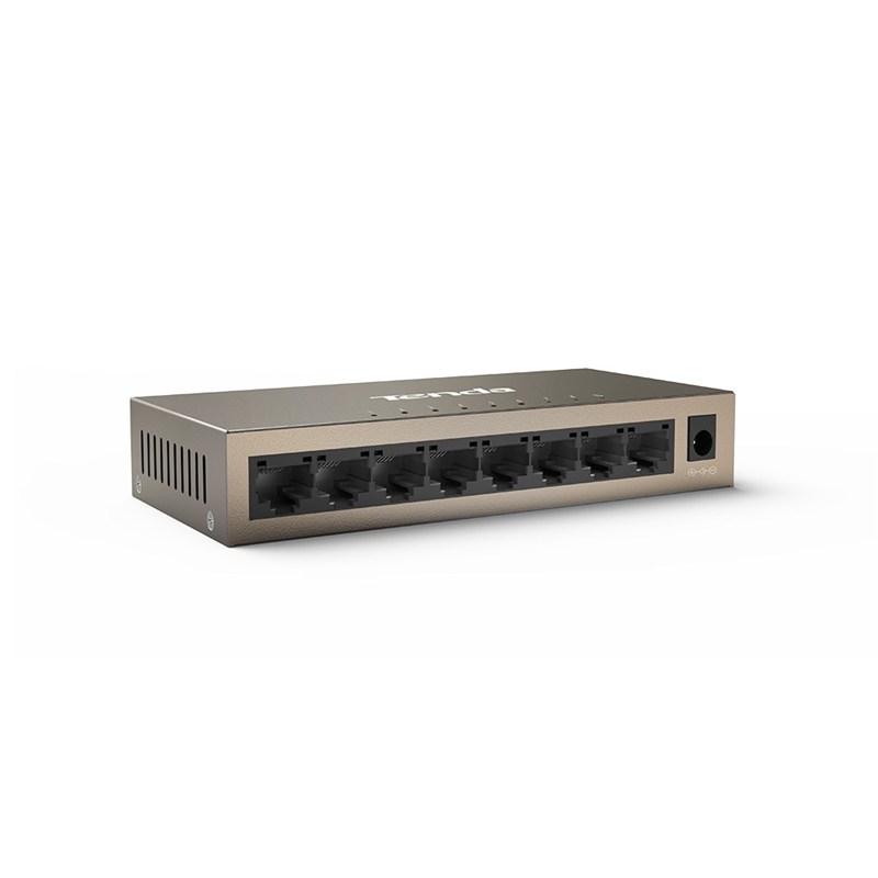 Obrázek Tenda TEG1008M 8-port Gigabit Switch, 8x 10/100/1000 Mb/s, Fanless, MAC 4K, napájení AC/DC, i na zeď