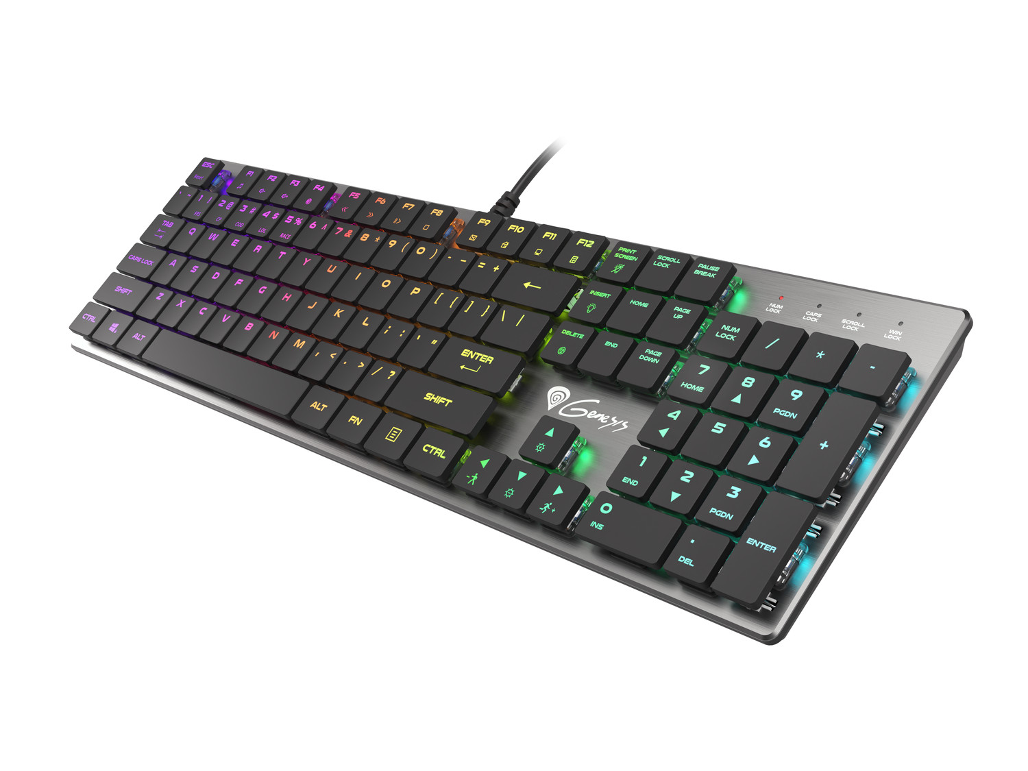 Obrázek Genesis herní mechanická klávesnice THOR 420/RGB/Content Slim Blue/Drátová USB/US layout/Šedá