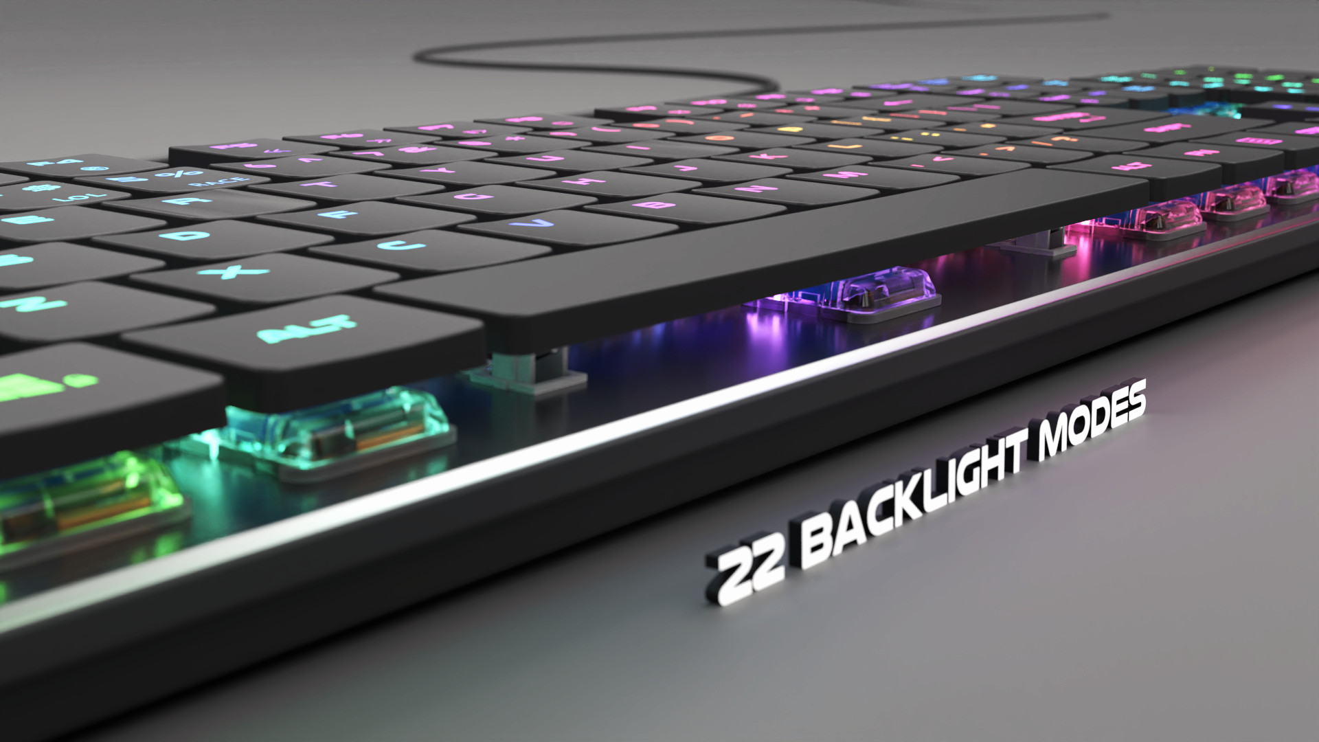 Obrázek Genesis herní mechanická klávesnice THOR 420/RGB/Content Slim Blue/Drátová USB/US layout/Šedá