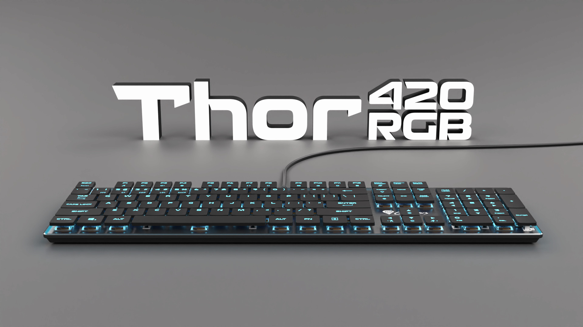Obrázek Genesis herní mechanická klávesnice THOR 420/RGB/Content Slim Blue/Drátová USB/US layout/Šedá