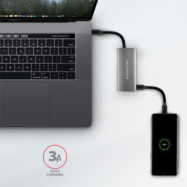 Obrázek AXAGON HMC-4G2, USB-C 3.2 Gen 2 10 Gb/s hub, porty 2x USB-A + 2x USB-C, kabel USB-C 13cm