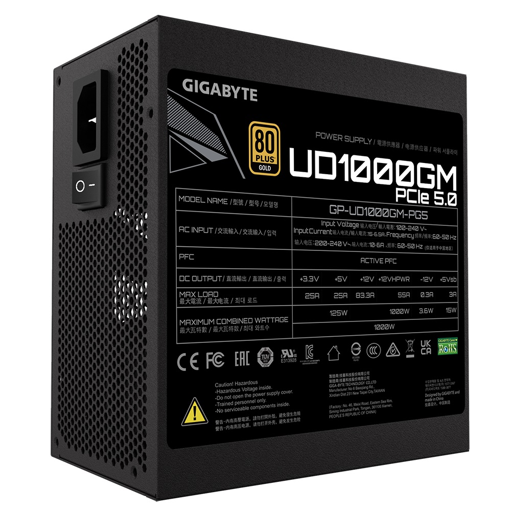 Obrázek GIGABYTE UD1000GM PG5/1000W/ATX/80PLUS Gold/Modular/Retail