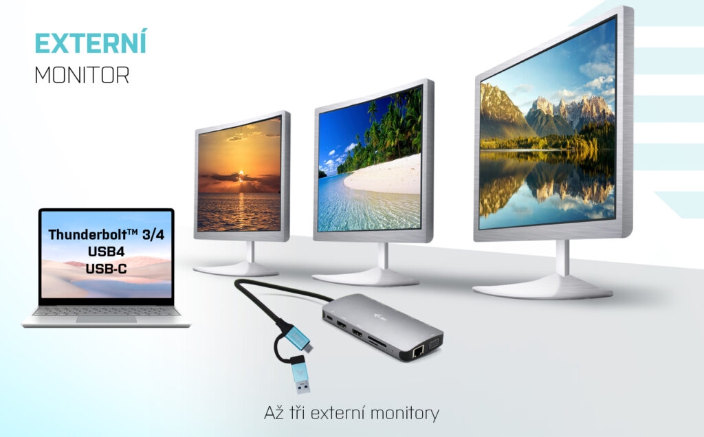 Obrázek i-tec USB 3.0/USB-C/TB3 3x Display Metal Nano Dock with LAN, PD 100W