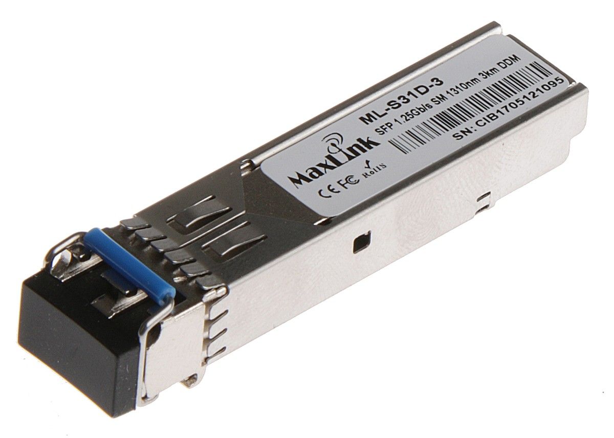 Zobrazit podrobnosti pro MaxLink 1.25G SFP optický modul, SM, 1310nm, 3km, 2x LC konektor, DDM MaxLink 1.25G SFP optický modul, SM, 1310nm, 3km, 2x LC konektor, DDM