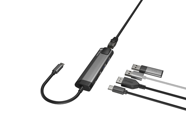 Obrázek Natec multiport adaptér FOWLER GO HUB 5v1, 2X USB 3.0 HUB, HDMI 4K, USB-C PD, RJ45