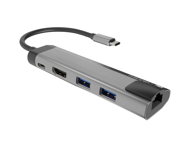 Obrázek Natec multiport adaptér FOWLER GO HUB 5v1, 2X USB 3.0 HUB, HDMI 4K, USB-C PD, RJ45