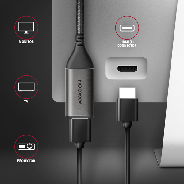 Obrázek AXAGON RVC-HI2M, USB-C -> HDMI 2.0a redukce / adaptér, 4K/60Hz HDR10