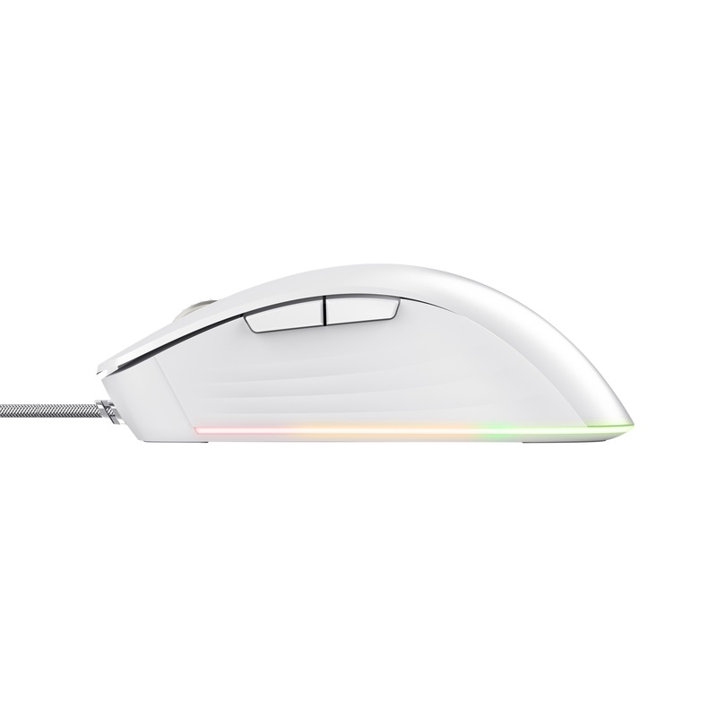 Obrázek Trust GXT924W YBAR+/Herní/Optická/Pro praváky/25 600 DPI/Drátová USB/Bílá