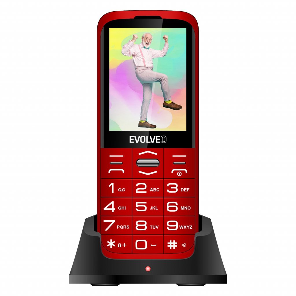 Obrázek EVOLVEO EasyPhone XO, mobilní telefon pro seniory s nabíjecím stojánkem (červená barva)