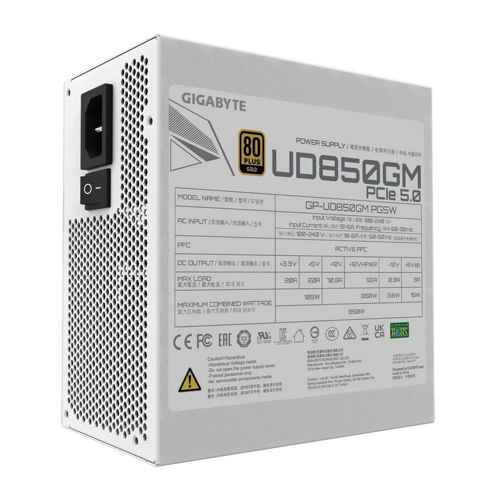 Obrázek Gigabyte UD850GM PG5W/850W/ATX 3.0/80PLUS Gold/Modular