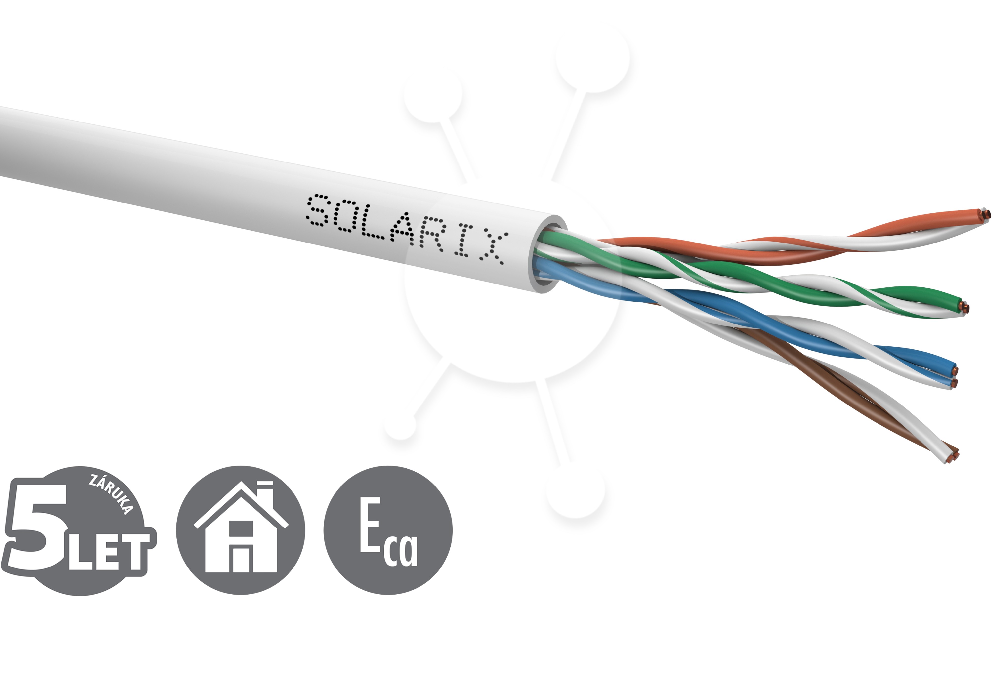 Obrázek Instalační kabel Solarix CAT5E UTP PVC Eca 100m/box SXKD-5E-UTP-PVC