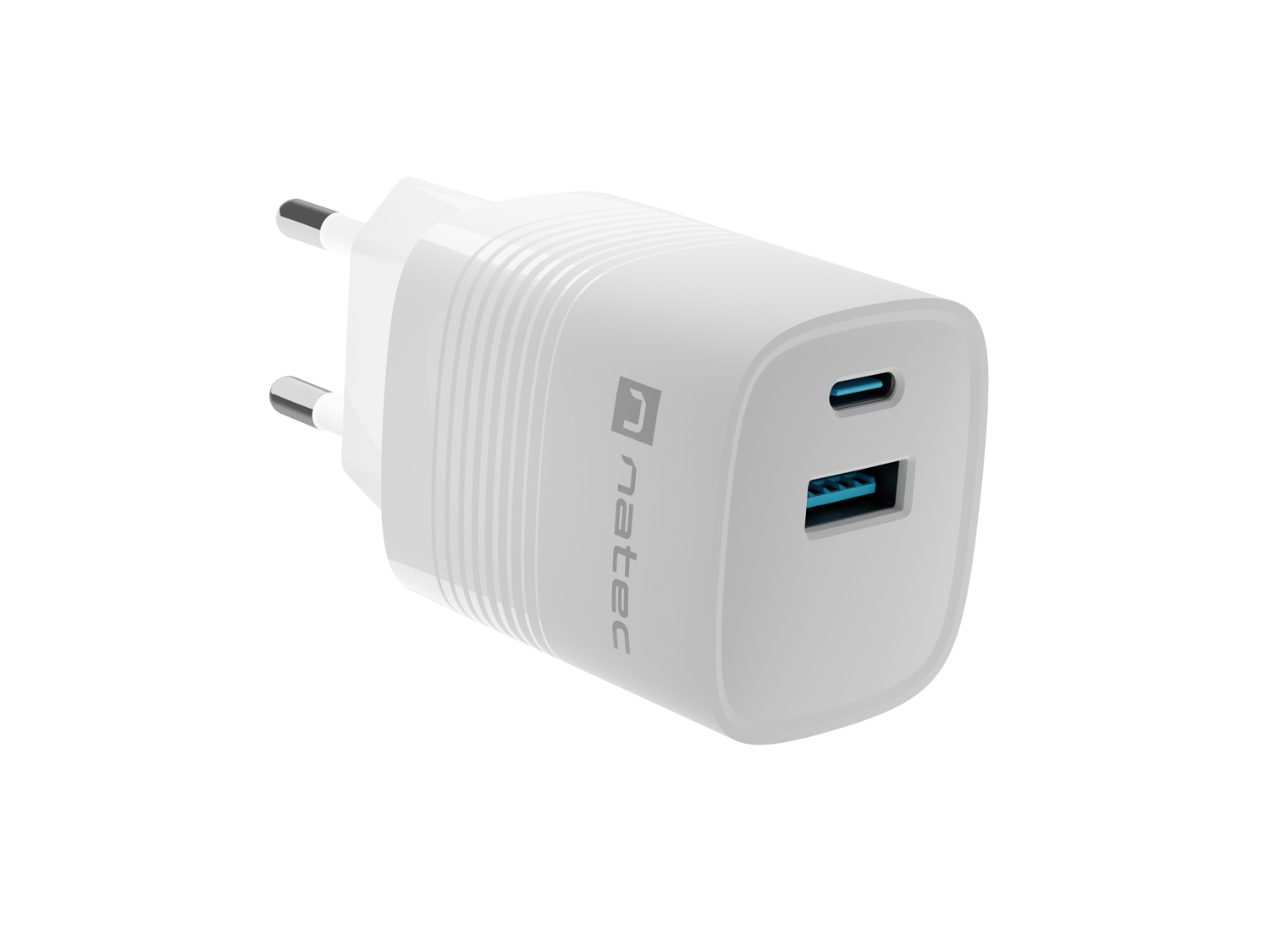 Obrázek Universální USB nabíječka Natec RIBERA GaN 30W, 1X USB-A, 1X USB-C, Bílá