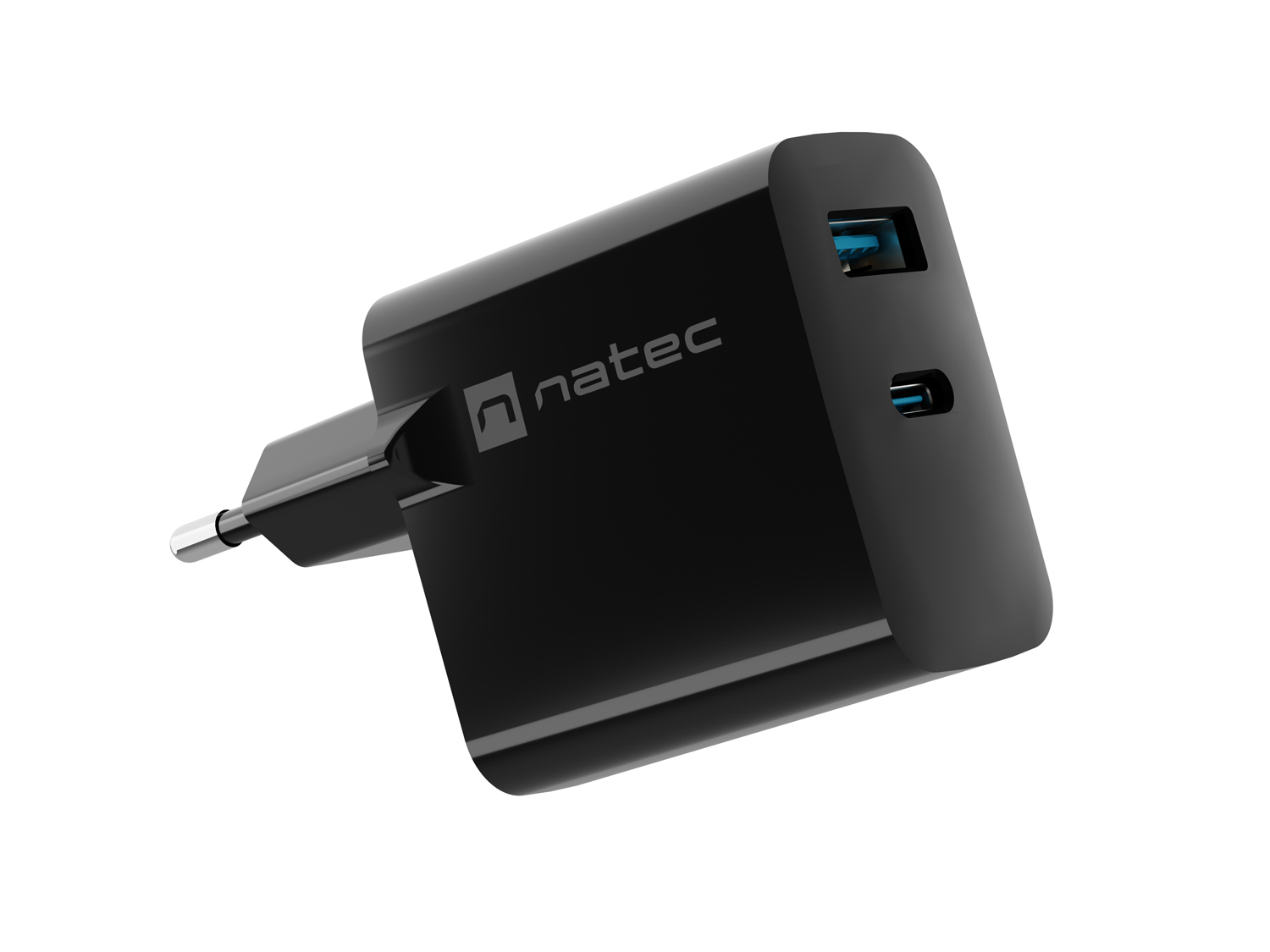 Obrázek Univerzální USB nabíječka Natec RIBERA GaN 45W, 1X USB-A, 1X USB-C, černá