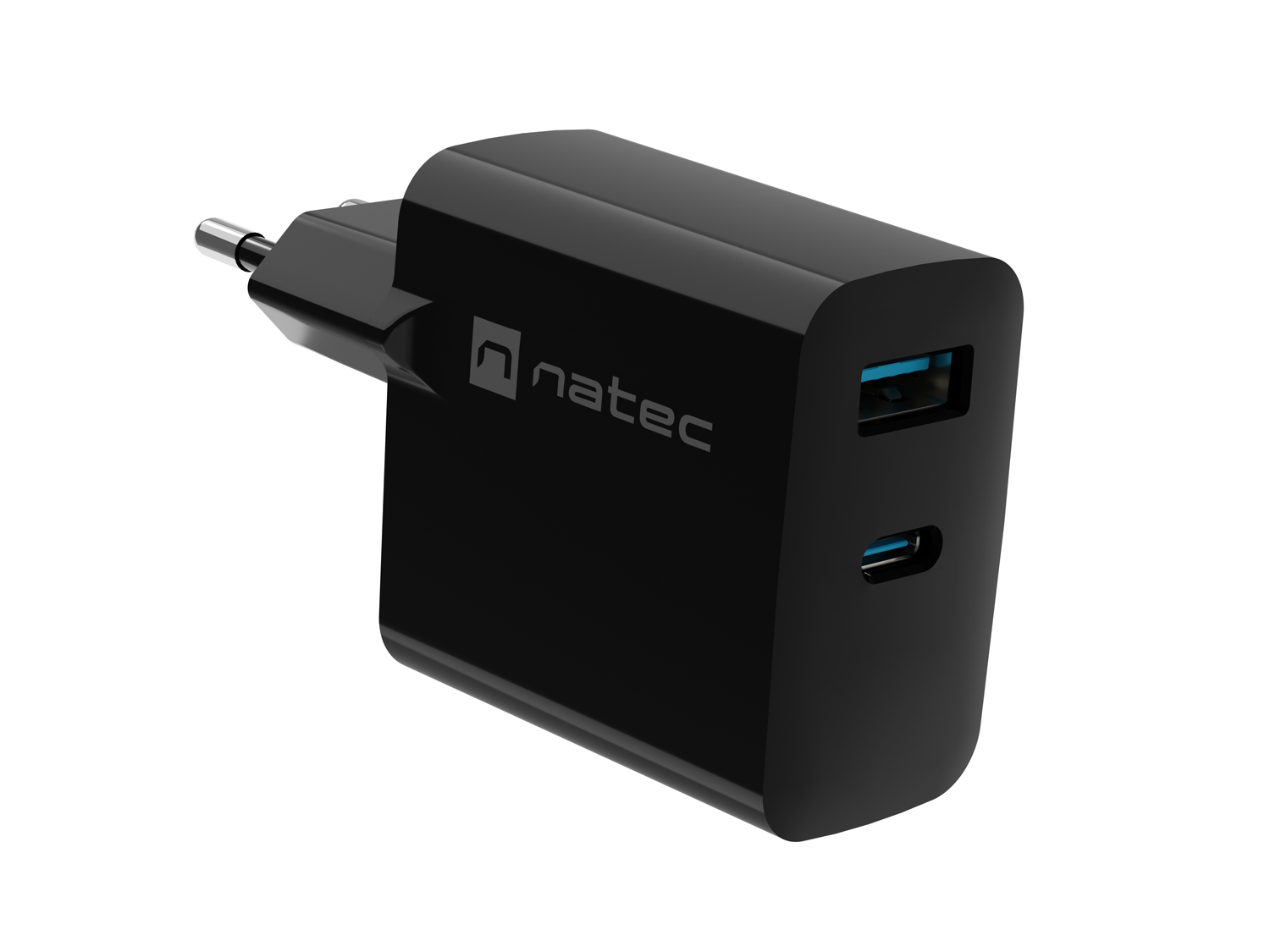 Obrázek Univerzální USB nabíječka Natec RIBERA GaN 45W, 1X USB-A, 1X USB-C, černá
