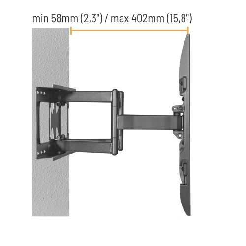 Obrázek Výsuvný držák Brateck LPA69-466 pro TV 37"-80" 60kg polohovatelný nástěnný Heavy Duty