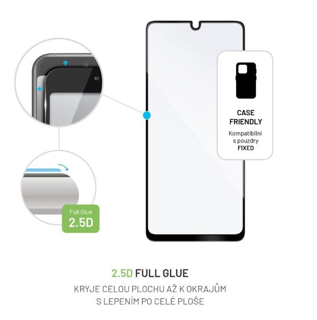 Obrázek Tvrzené sklo FIXED Full-Cover Xiaomi Redmi 13C/13C 5G/POCO C65, lepení přes celý displej, černé