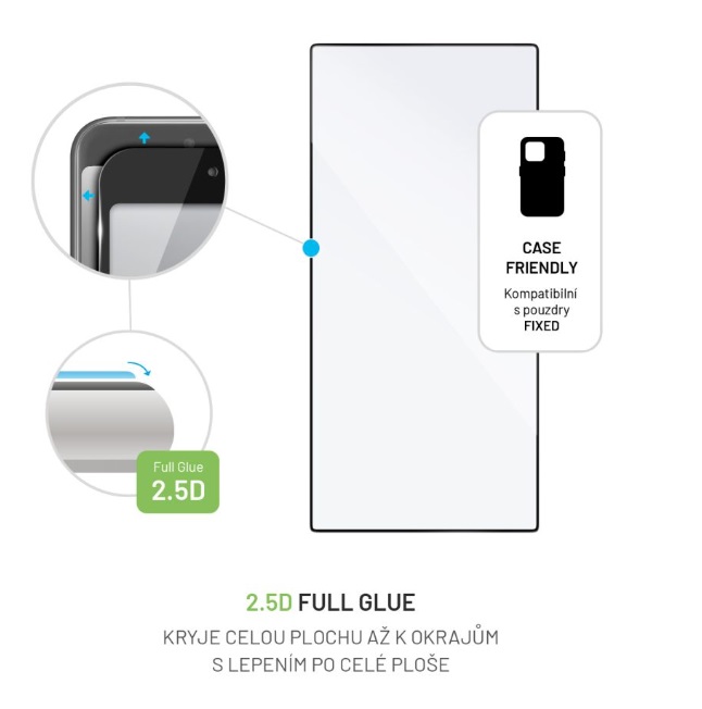 Obrázek Ochranné tvrzené sklo FIXED Full-Cover pro Samsung Galaxy S24 Ultra, lepení přes celý displej, černé