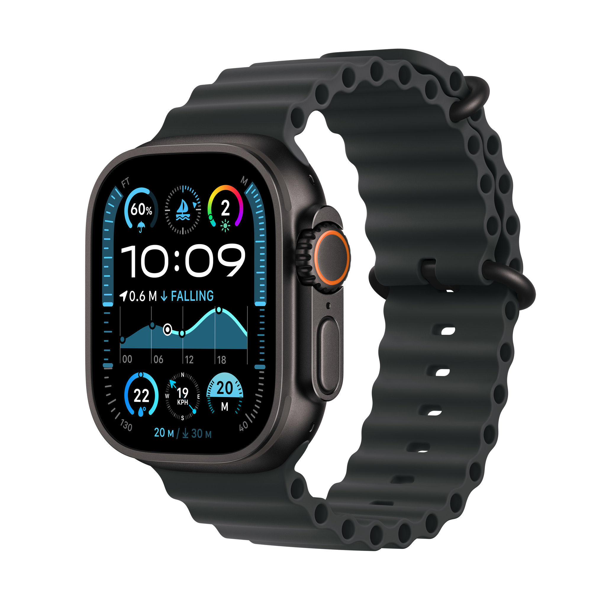 Apple Watch Ultra 2 GPS + Cellular 49mm Černý titan s černým oceánským řemínkem (ROZBALENO)