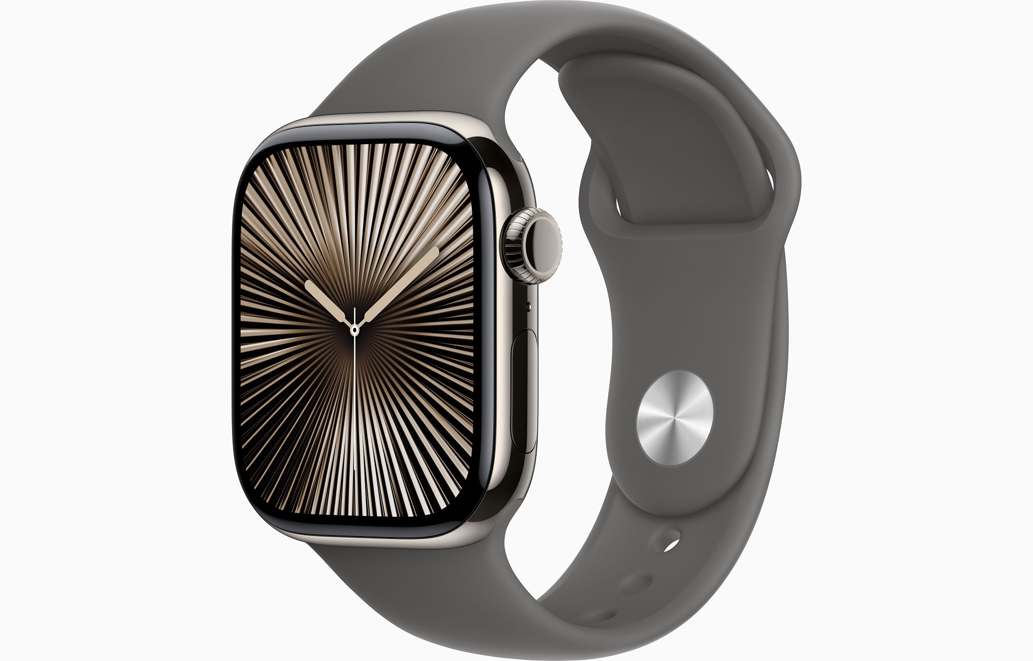 Apple Watch Series 10 GPS + Cellular 42mm Přírodní titan se skálově šedým sportovním řemínkem - M/L
