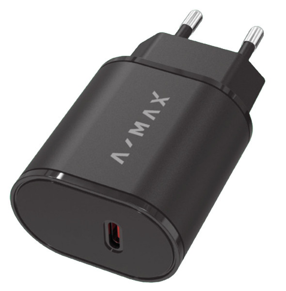 Obrázek Aligator síťová nabíječka A-MAX PD 20W USB-C černá