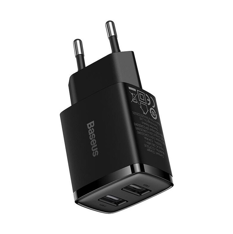 Obrázek Baseus nabíječka do sítě Compact 2xUSB 10,5W černá
