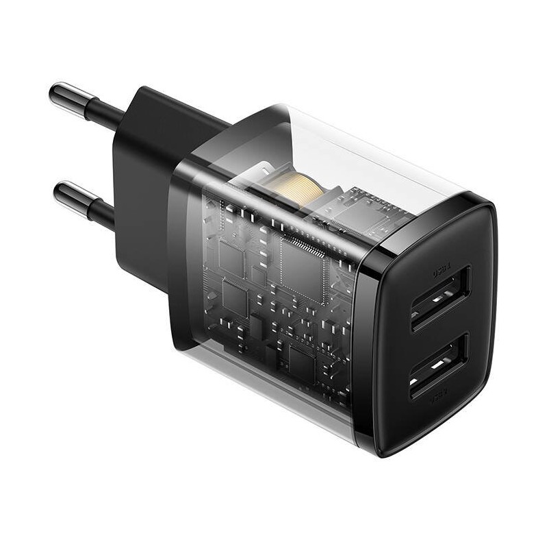 Obrázek Baseus nabíječka do sítě Compact 2xUSB 10,5W černá