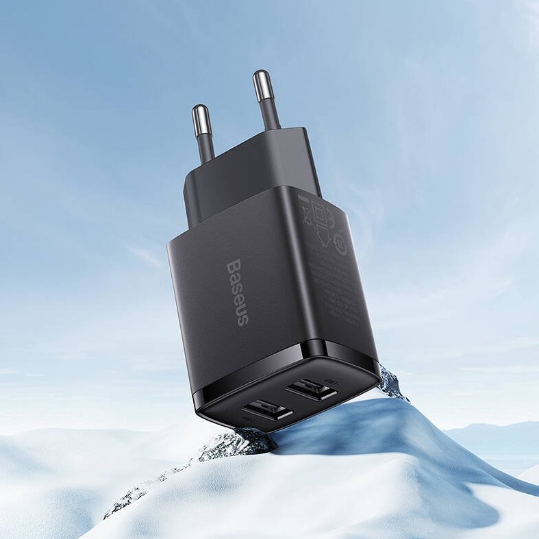 Obrázek Baseus nabíječka do sítě Compact 2xUSB 10,5W černá
