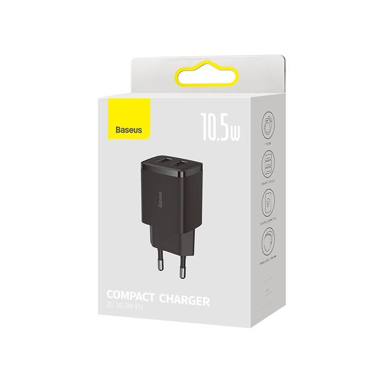 Obrázek Baseus nabíječka do sítě Compact 2xUSB 10,5W černá