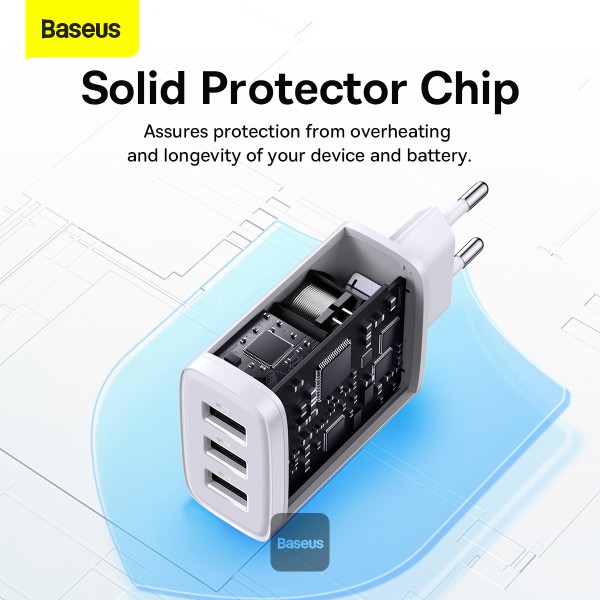 Obrázek Baseus nabíječka do sítě Compact 3xUSB 17W bílá