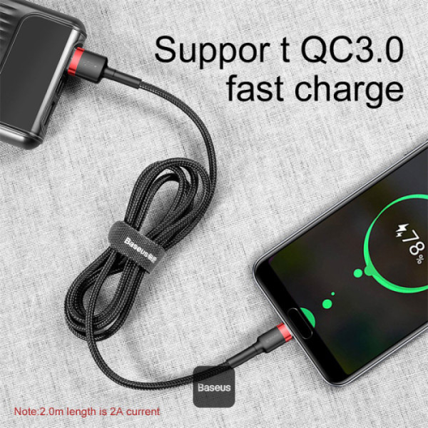 Obrázek Baseus datový kabel Cafule USB-C 2m 2A červeno-černý