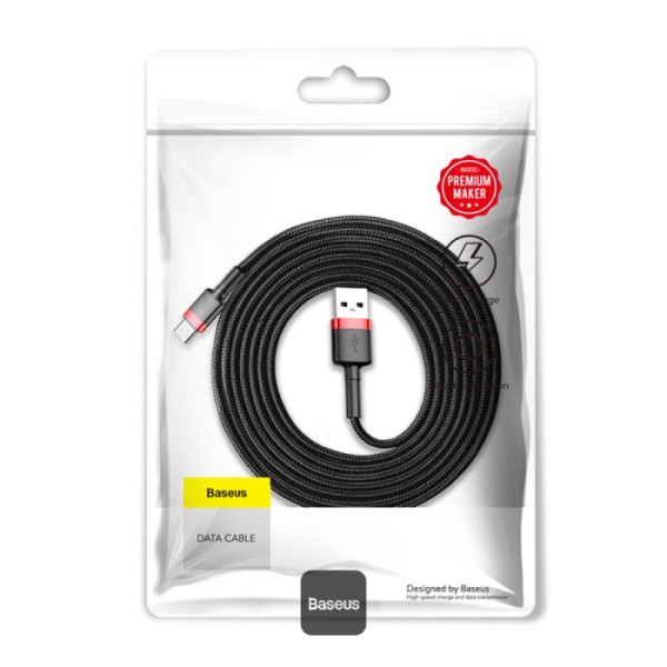 Obrázek Baseus datový kabel Cafule USB-C 2m 2A červeno-černý