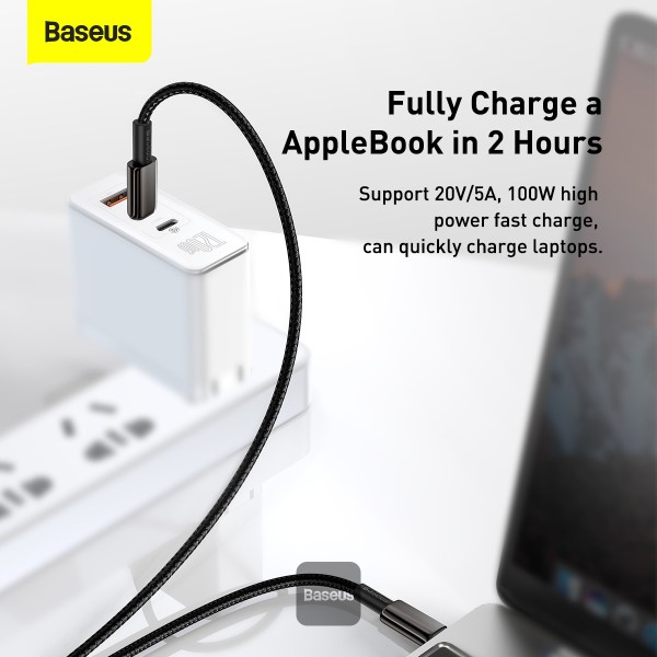 Obrázek Baseus datový kabel Tungsten Gold USB-C/USB-C 2m 100W černý