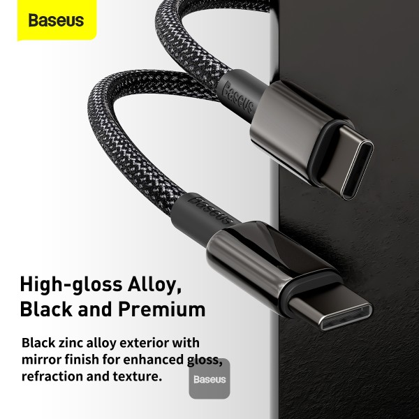 Obrázek Baseus datový kabel Tungsten Gold USB-C/USB-C 2m 100W černý