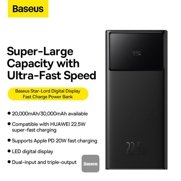 Obrázek Baseus power banka Star-Lord 30000 mAh 22,5W USB/USB-C černá