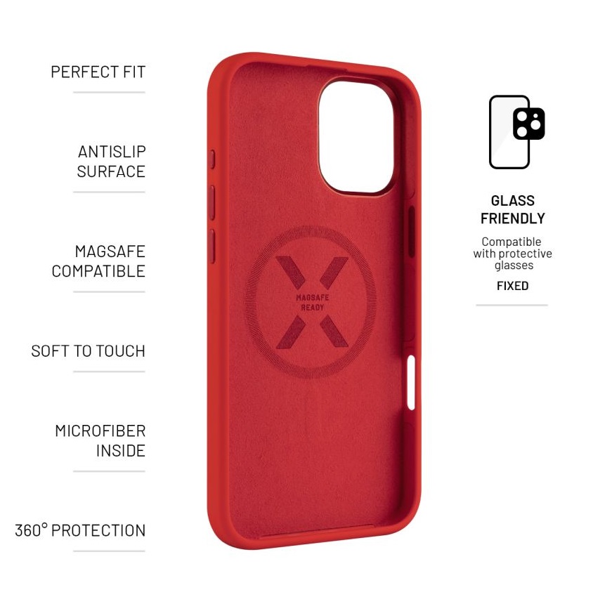 Obrázek Zadní kryt FIXED MagFlow s podporou MagSafe pro Apple iPhone 16 Plus, červený