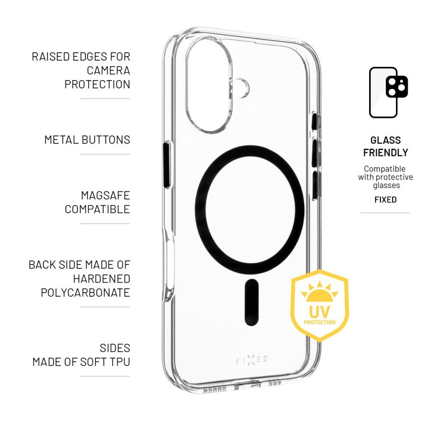 Obrázek Zadní kryt FIXED MagPurity s podporou Magsafe pro Apple iPhone 16, čirý