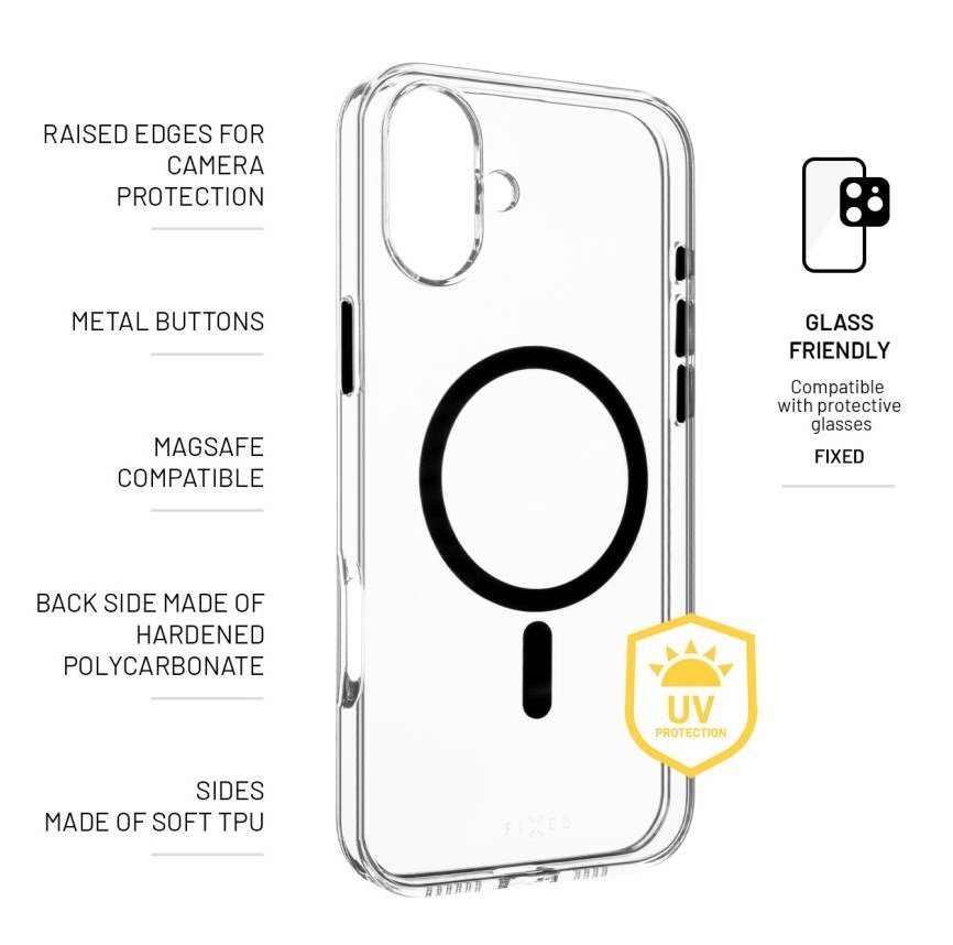 Obrázek Zadní kryt FIXED MagPurity s podporou Magsafe pro Apple iPhone 16 Plus, čirý