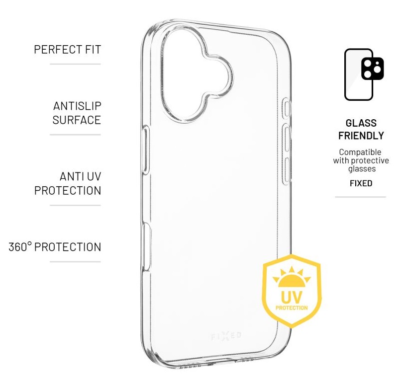 Obrázek TPU gelový kryt FIXED Story AntiUV pro Apple iPhone 16, čirý