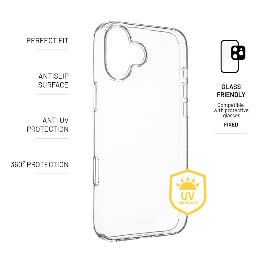 Obrázek TPU gelový kryt FIXED Story AntiUV pro Apple iPhone 16 Plus, čirý