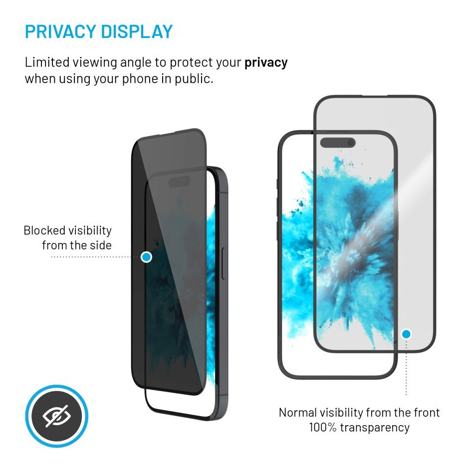 Obrázek Tvrzené sklo FIXED Privacy Full-Cover pro Apple iPhone 16 Pro Max, lepení přes celý displej, černé